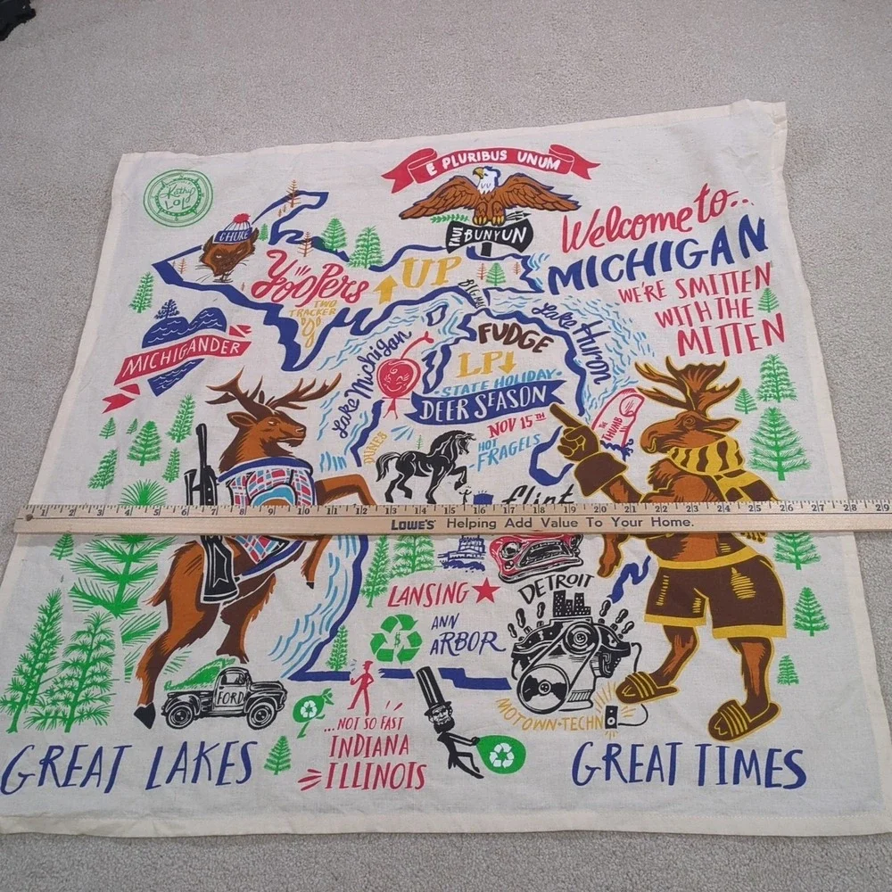 Primitives By Kathy LOL Michigan MI 28 X 28 Tea Towel Kitchen Wall Hanging‎